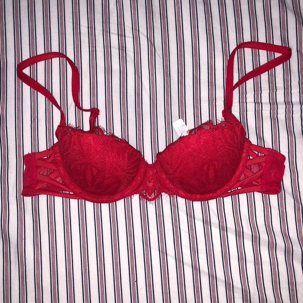PINK Red Lacy Bra